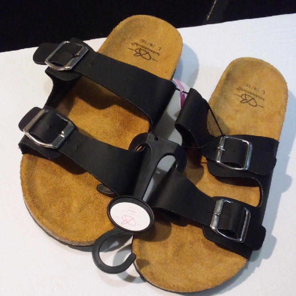 Black and Tan Sandals with Buckles